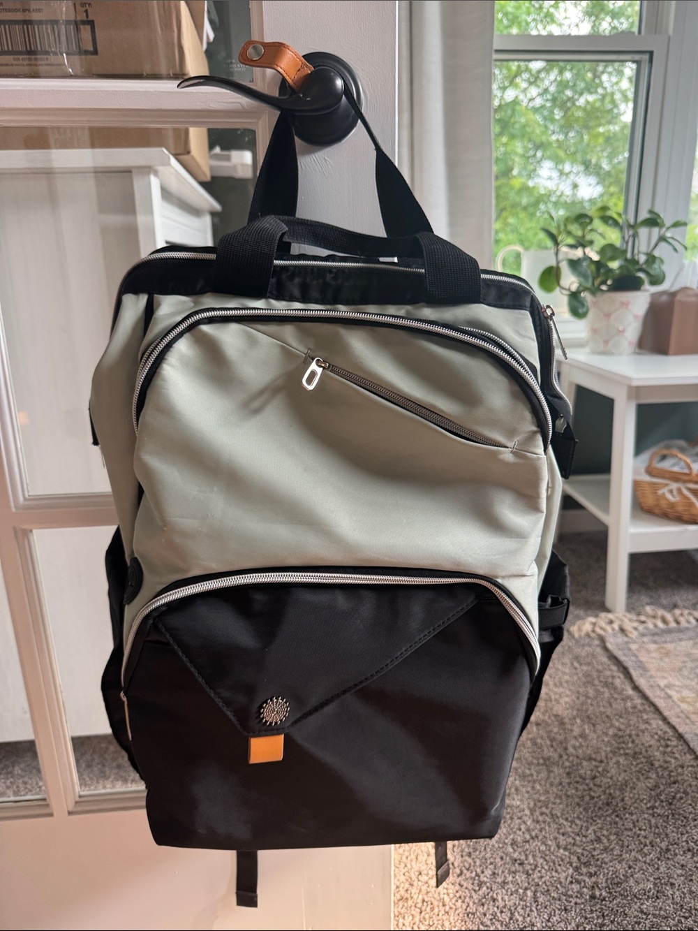 Two-Tone Black and Aqua Backpack